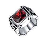 Thewasc Anello con zirconia cubica taglio cuscino gotico incrociato gioielli unisex per uomo donna stile punk biker accessorio da indossare tutti i giorni con zirconia cubica