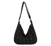 Thewasc Borsa a tracolla permanente a coste sottile francese Blossomy Plan Spaziosa borsa a tracolla per studenti per uso quotidiano Borsa per studenti multiway, Nero , One Size