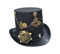Thewasc Cappello a cilindro Steampunk con occhiali di Halloween Metal Gear Decor cappello gotico cosplay mago unisex jazz nero Steampunk top con occhiali rimovibili