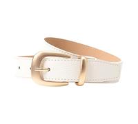 Thewasc Cintura per jeans regolabile alla moda per le donne in ecopelle con fibbia dorata per lo styling quotidiano cintura da donna per pantaloni e abiti, bianco, Taglia unica