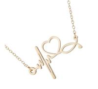 Thewasc Collana alla moda con ciondolo a catena clavicola caratteristica ECG battito cardiaco design in acciaio inox clavicola regalo minimalista clavicola, Misura unica, come descritto, come