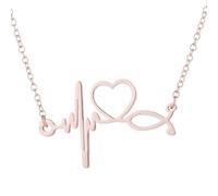Thewasc Collana alla moda con ciondolo a catena clavicola caratteristica ECG battito cardiaco design in acciaio inox clavicola regalo minimalista clavicola, Misura unica, come descritto, come