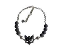 Thewasc Collana con ciondolo Lowrie ispirato gotico con perline in pietra vulcanica gioielli per donna accessorio moda donna collana dichiarazione fantasia scura