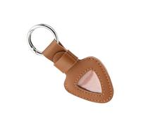 Thewasc Contenitore per plettro per chitarra, tasca per accessori per chitarra, con portachiavi, custodia in poliuretano, Marrone