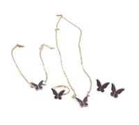 Thewasc Elegante collana a farfalla con anelli e borchie dal design delicato per donne moderne alla ricerca di stili unici collana semplice e sofisticata, Misura unica, come descritto, come descritto
