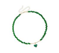 Thewasc Elegante collana con simbolo dell'amore con accenti di cristallo e delicate perline di vetro, ideale per l'uso quotidiano, collana artigianale con cuore in cristallo, Misura unica, come