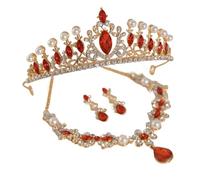 Thewasc Set Collana Gioielli Da Sposa In Scintillante Con Pietre Tagliate In Marchese Perle Imitazioni Adatte Per Orecchini Da Croona Usura Formale Set