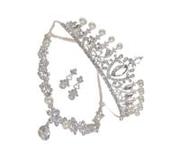 Thewasc Set Collana Gioielli Da Sposa In Scintillante Con Pietre Tagliate In Marchese Perle Imitazioni Adatte Per Orecchini Da Croona Usura Formale Set