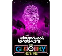 TheWeiPoster The Chemical Brothers - Glastonbury 2019 (2019) Targa vintage in metallo da parete decorazione per casa, soggiorno, cucina, giardino, camera da letto, ufficio, hotel, bar e pub