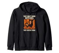 They Didn't Burn Witches Funny Dog Kiss Witchy Halloween Felpa con Cappuccio
