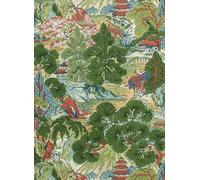 Thibaut Carta da parati Pagoda Trees - Coral and Green