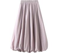 ThiCc Gonna lunga da donna Y2K Bubble Maxi gonna a palloncino elegante a vita alta plissettata a sbuffo a trapezio gonne casual con orlo a volant gonne fluide, Viola, Taglia unica