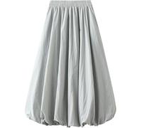 ThiCc Gonna lunga da donna Y2K Bubble Maxi gonna a palloncino elegante a vita alta plissettata a sbuffo a trapezio gonne casual con orlo a volant gonne fluide, Azzurro, Taglia unica