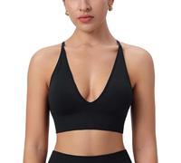 ThiCc Reggiseno Sportivo Da Donna Con Scollo A V Profondo - Coppe Imbottite Incrociate E Spalline Sottili Regolabili Per Allenamento Yoga Fitness Crop Top (M,Nerone)