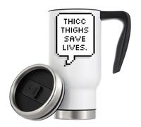 Thicc Thighs Save Lives 8 Bit Style Style Slogan Vacuum Insulated Tazza da caffè termica da viaggio 480 ml bianco