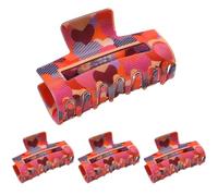 Thick Hair Claw Clips, Rectangle Love Heart Pattern, Strong Jaw Grip, Decorative and Stylish Everyday Hair Accessories, Perfect for Everyday Wear, 3.15x1.57 inches Multicolor