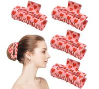 Thick Hair Clips, Rectangle Love Heart Claw, Decorative Hair Claw Set, Stylish Jaw Clamp, 3.15x1.57 Inches Durable Headwear Accessories for Women and Girls