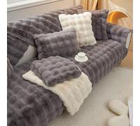 Thick Rabbit Plush Copridivano 1/2/3/4 Seater L-Shaped Corner Furniture Protector 2023 Non-Slip Soft Fur Throw for Living Room Grigio scuro 90 x 210 cm
