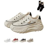 Thick-Soled Casual Women's Height-Increasing Shoes, 1.8" Non-Slip Casual Sneakers, 2026 New Women's Fashion Street Shoes (Khaki,40)