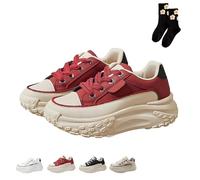 Thick-Soled Casual Women's Height-Increasing Shoes, 1.8" Non-Slip Casual Sneakers, 2026 New Women's Fashion Street Shoes (Red,37)
