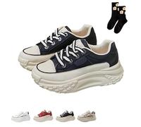 Thick-Soled Casual Women's Height-Increasing Shoes, 1.8" Non-Slip Casual Sneakers, 2026 New Women's Fashion Street Shoes (Black,38)