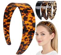 Thick Tortoise Shell Headband, Wide Leopard Headbands, Strong Hold Grip Women's Hair Band Ligth and Very Flexible, No Slip and Durable Styling Girls Hair Accessories (Leopard Print A)