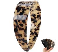 Thick Tortoise Shell Headband with Teeth for Women, Wide Acetate Hair Band Non Slip Retro Tortoiseshell Hair Hoop, Durable Plastic Headband for Daily Styling (giallo)