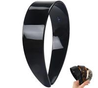 Thick Tortoise Shell Headband with Teeth for Women, Wide Acetate Hair Band Non Slip Retro Tortoiseshell Hair Hoop, Durable Plastic Headband for Daily Styling (Black)