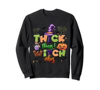 Thick Witch Vibes Camicia Divertente Cappello di Zucca di Halloween Felpa