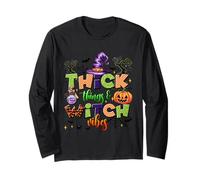 Thick Witch Vibes Camicia Divertente Cappello di Zucca di Halloween Maglia a Manica