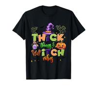 Thick Witch Vibes Camicia Divertente Cappello di Zucca di Halloween Maglietta