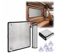 Thickened Heat Reflective Window Film Double Sided Aluminium Foil Blackout Sunscreen Thermal Barrier Privacy Pad with Suction Cups for Bedroom Garage Door Roof Conservatory(Nero,120cm x 190cm)