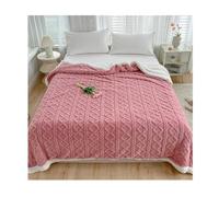 Thickened Imitation Cashmere Throw Blanket,Winter Double Thick Fleece Throw Blanket,Funny Fuzzy Super Soft Fluffy Solid Color Quilt Blanket for Couch, Bed, Travel, Camping (200 * 230cm, Pink)