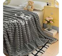 Thickened Rabbit Plush & Milk Velvet Blanket - Soft Cozy Cream Faux Rabbit Fur Throw Blanket for home, bed, and sofa seasons, providing warmth and comfort. (Dark Gray,200 × 230cm)