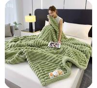 Thickened Rabbit Plush & Milk Velvet Blanket - Soft Cozy Cream Faux Rabbit Fur Throw Blanket for home, bed, and sofa seasons, providing warmth and comfort. (Green,120 × 200 cm)