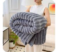 Thickened Rabbit Plush & Milk Velvet Blanket - Soft Cozy Cream Faux Rabbit Fur Throw Blanket for home, bed, and sofa seasons, providing warmth and comfort. (Light Gray,180 × 200cm)