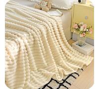 Thickened Rabbit Plush & Milk Velvet Blanket - Soft Cozy Cream Faux Rabbit Fur Throw Blanket for home, bed, and sofa seasons, providing warmth and comfort. (Cream White,180 × 200cm)