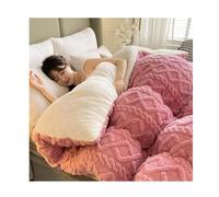 Thickened Super Soft Insulation Hibiscus Winter Quilt,Breathable Warmth Fluffy Plush Double Sided Velvet Blanket Comforter Core, Cashmere and Flannel Double Fabrics (200x230cm(4kg), Pink)