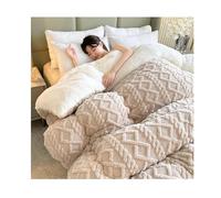 Thickened Super Soft Insulation Hibiscus Winter Quilt,Breathable Warmth Fluffy Plush Double Sided Velvet Blanket Comforter Core, Cashmere and Flannel Double Fabrics (200x230cm(4kg), Khaki)