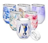 THILY Bicchiere da vino in acciaio inox isolato senza stelo con coperchio e cannuccia, tazza carina mantiene freddo per caffè, cocktail, collezione speciale, pinguino