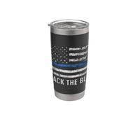Thin Blue Line Back the Blue American Flag Police Support Bicchiere termico in acciaio inox doppia parete