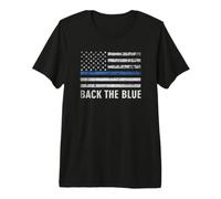 Thin Blue Line Back The Blue American Flag Police Support Maglietta Premium