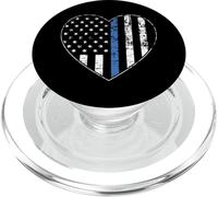Thin Blue Line Heart Police Officer Department US Flag PopSockets PopGrip per MagSafe