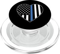 Thin Blue Line Heart Police Officer Department US Flag PopSockets PopGrip per MagSafe