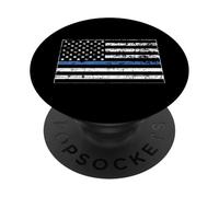 Thin Blue Line Police Officer Department US Flag Black PopSockets PopGrip Adesivo
