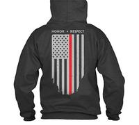 Thin Red Line - Felpa con cappuccio con bandiera americana Honor & Respect, colore: nero, taglia 3XL