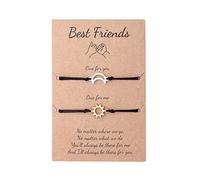THINCAN 2 pezzi Hollow Sun Moon Best Friend Card Bracelets per le promesse di amicizia abbinate, distanziali come regalo