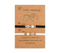 THINCAN 2 Pz Coppia di Braccialetti Di Carte Amore Felice Perla Braccialetti Per Amicizia Sorella Donne Uomo Felicità Desiderio Gioielli Regalo
