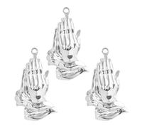 THINCAN 3 pezzi in acciaio inox credenza fascino pregare ciondolo religioso a forma di mano per gli amanti dell'artigianato