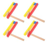 THINCAN 4 pezzi di castanet in legno con lunga musica a percussione, per bambini, per l'educazione dell'udito e la coordinazione degli occhi, giocattolo a percussione
